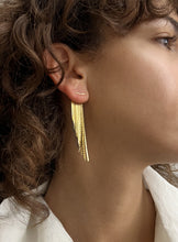 Load image into Gallery viewer, Cortina Gold - Double Gold Ear Jacket Fringe Tassel Bride Golden Earrings