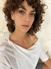 Load image into Gallery viewer, Gota Earrings - Gold long front and back post earrings