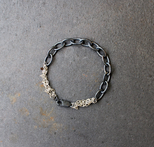 Acid Black Bracelet - Oxidized Link Chain Bracelet - MERCe