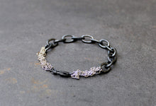 Load image into Gallery viewer, Acid Black Bracelet - Oxidized Link Chain Bracelet - MERCe