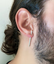 Load image into Gallery viewer, Palo Earring - Black Silver Stick Earring, Fake ear tunnels plug
