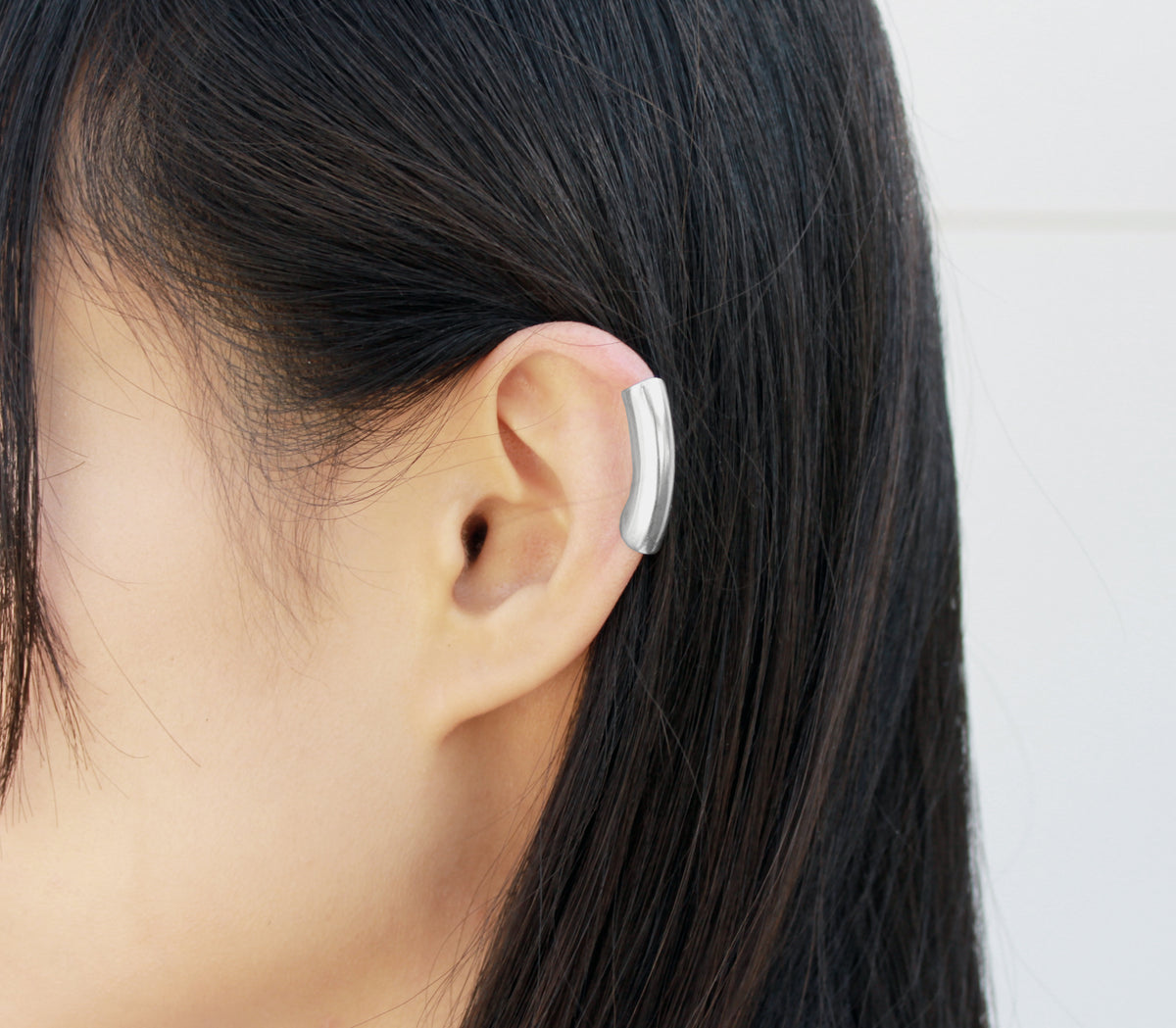 Tunnel - Silver Ear Cuff, Silver Helix Earring