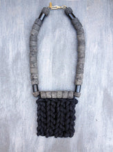 Load image into Gallery viewer, Bold Necklace - Textile necklace with big chunky lava stones - MERCe
