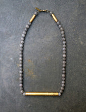 Load image into Gallery viewer, Gris Necklace - Long Boho Gray Stone Necklace - MERCe

