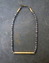 Load image into Gallery viewer, Gris Necklace - Long Boho Gray Stone Necklace - MERCe