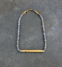 Load image into Gallery viewer, Gris Necklace - Long Boho Gray Stone Necklace - MERCe