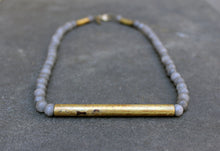 Load image into Gallery viewer, Gris Necklace - Long Boho Gray Stone Necklace - MERCe