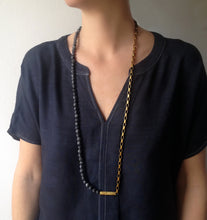 Load image into Gallery viewer, Nolla Necklace - Long Stone and Bronze Chain Necklace - MERCe
