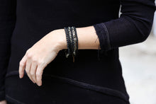 Load image into Gallery viewer, Pepas Necklace - Long Black Lava and Pyrite Neckace - MERCe