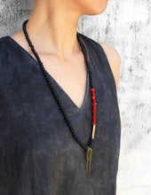 Load image into Gallery viewer, Granada Necklace - Red Coral Necklace and Lava Beads - MERCe
