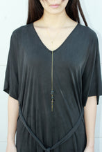 Load image into Gallery viewer, Cometa Long Necklace - Onyx, Pyrite and Lava Lariat Necklace - MERCe