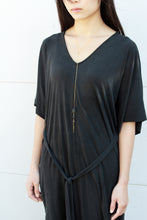 Load image into Gallery viewer, Cometa Long Necklace - Onyx, Pyrite and Lava Lariat Necklace - MERCe