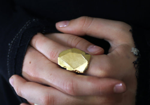 Chata Gold Ring - Big Stone Gold Coated Ring - MERCe
