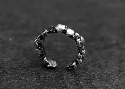 Crown Ring - Oxidized Silver Nugget Ring - MERCe