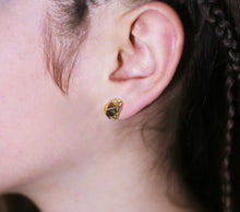 Load image into Gallery viewer, Quartz Gold Earrings - Big Gold Nugget Stud Earrings - MERCe
