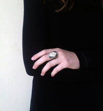 Load image into Gallery viewer, Chata Silver Ring - Big Sterling Silver Faceted Stone Ring - MERCe