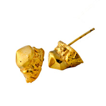 Load image into Gallery viewer, Quartz Gold Earrings - Big Gold Nugget Stud Earrings - MERCe