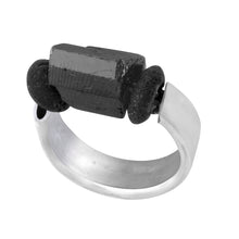 Load image into Gallery viewer, Karat Flat Tourmaline - Sterling Silver and Black Tourmaline Ring - MERCe