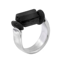Load image into Gallery viewer, Karat Flat Tourmaline - Sterling Silver and Black Tourmaline Ring - MERCe