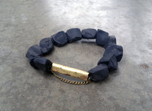 Load image into Gallery viewer, Kadi Bracelet - Big Onyx Stone Bracelet with Bronze - MERCe