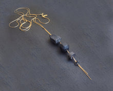 Load image into Gallery viewer, Cometa Long Necklace - Onyx, Pyrite and Lava Lariat Necklace - MERCe