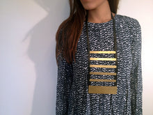 Load image into Gallery viewer, Escala Necklace - Big Stripped Brass Leather Necklace - MERCe