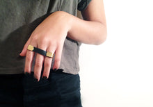 Load image into Gallery viewer, 3 Finger Leather and Bronze Ring - MERCe