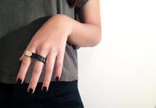 Load image into Gallery viewer, 3 Finger Leather and Bronze Ring - MERCe