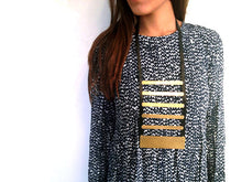 Load image into Gallery viewer, Escala Necklace - Big Stripped Brass Leather Necklace - MERCe