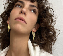 Load image into Gallery viewer, Cortina Gold - Double Gold Ear Jacket Fringe Tassel Bride Golden Earrings
