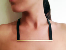 Load image into Gallery viewer, Raya Necklace - Minimalist Strip Short Leather Necklace - MERCe

