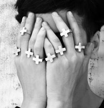 Load image into Gallery viewer, Plus Ring - Sterling Silver Plus Sign Ring - MERCe

