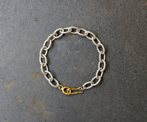 Acid White Bracelet - Sterling Silver Link Chain Bracelet - MERCe