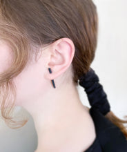 Load image into Gallery viewer, Palo Earring - Black Silver Stick Earring, Fake ear tunnels plug
