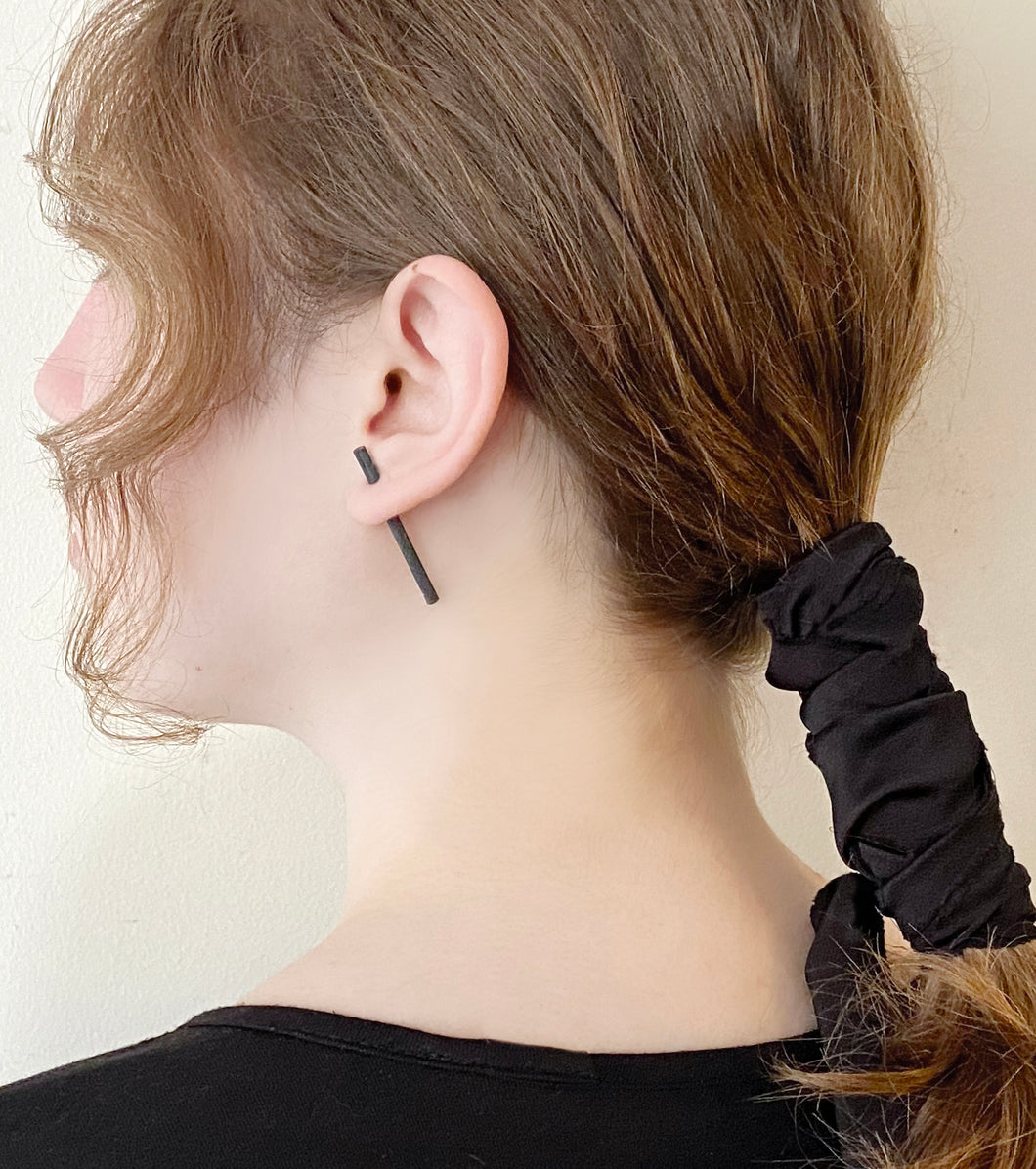 Palo Earring - Black Silver Stick Earring, Fake ear tunnels plug
