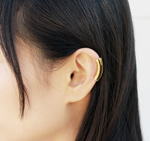 Tunnel Gold Earring - Gold Ear Cuff, Wide Helix Earring - MERCe