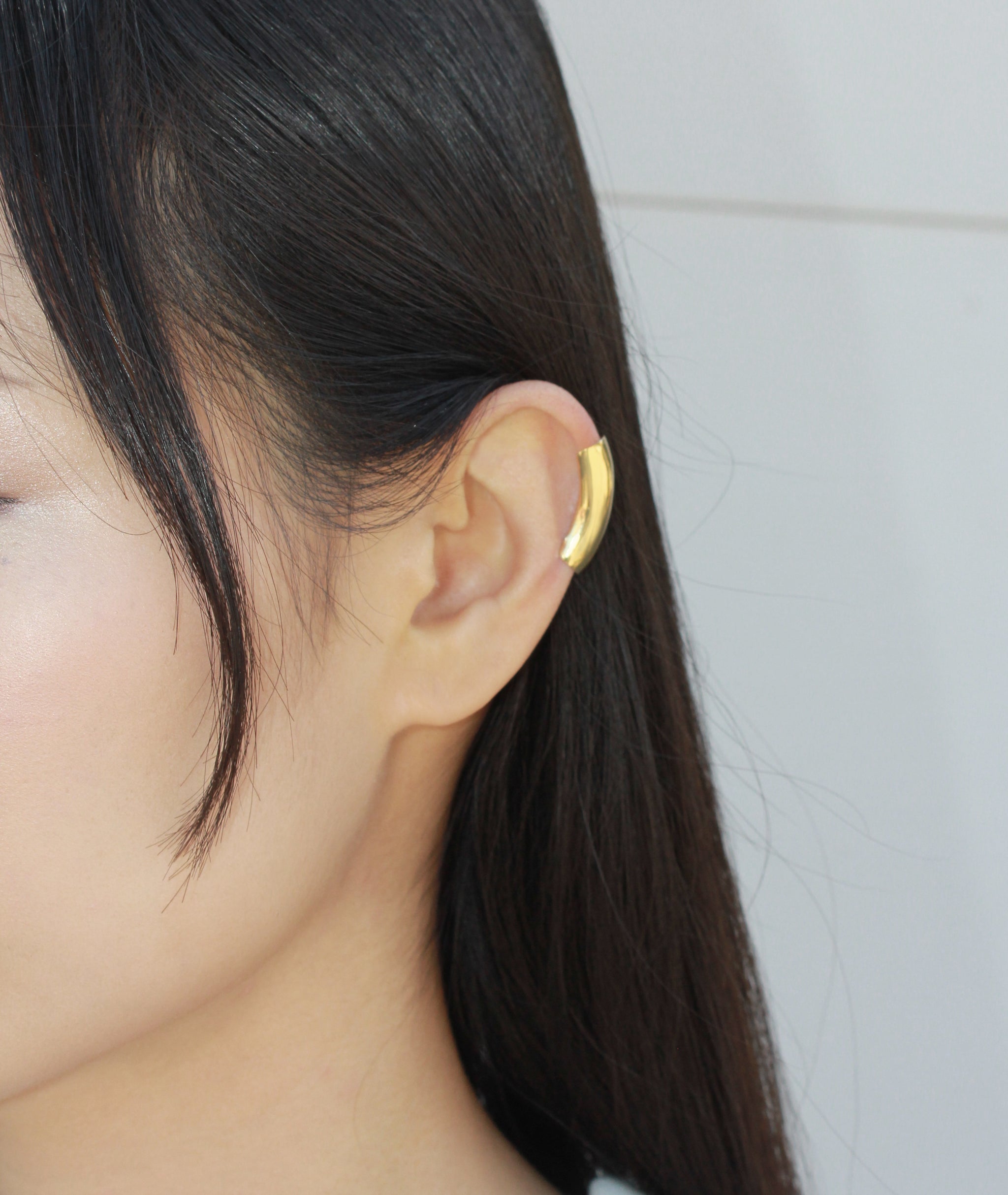 Tunnel Gold Earring Gold Ear Cuff Wide Helix Earring