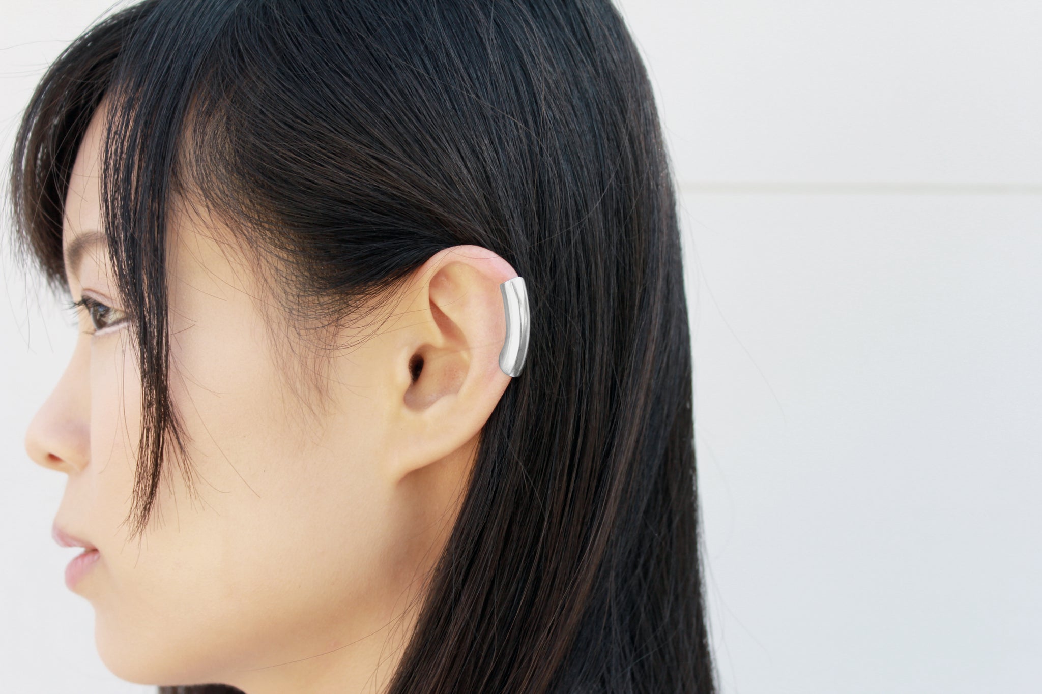 Tunnel - Silver Ear Cuff, Silver Helix Earring