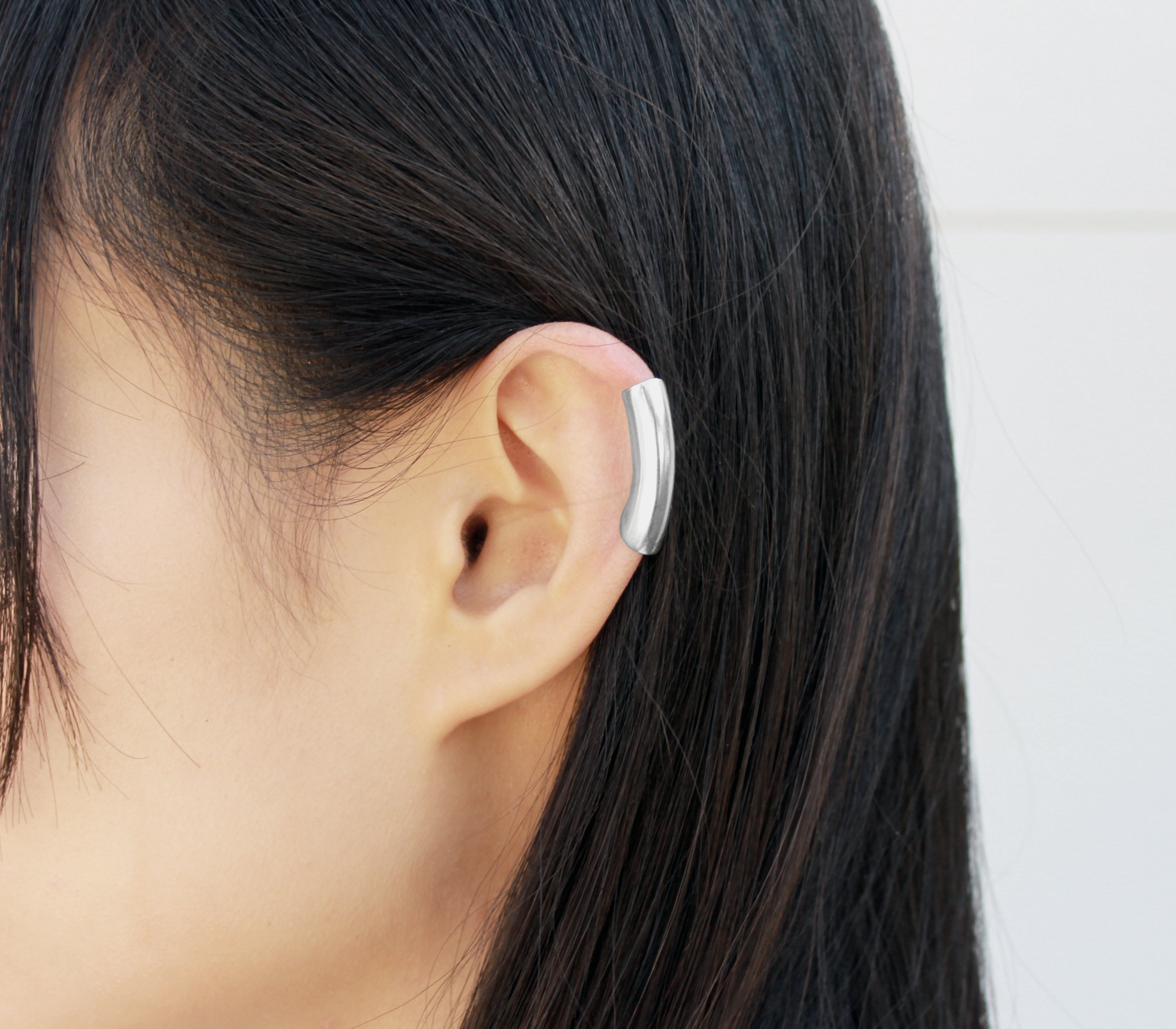 Tunnel - Silver Ear Cuff, Silver Helix Earring