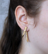 Load image into Gallery viewer, Monaco Gold Earrings - Double Sided Faceted Earrings - MERCe
