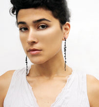 Load image into Gallery viewer, Punt Black Earrings - Long Oxidized Silver Earrings - MERCe

