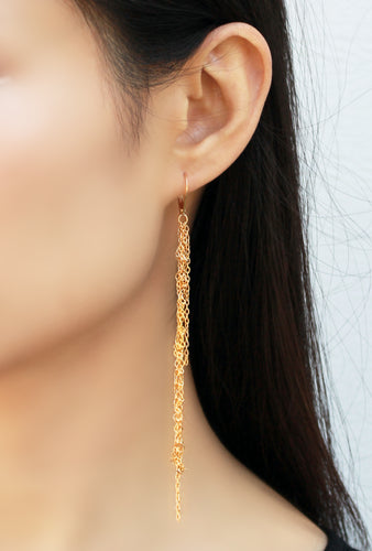 Racimo Gold Earrings - Gold Long Earrings, Extra Long Earrings - MERCe