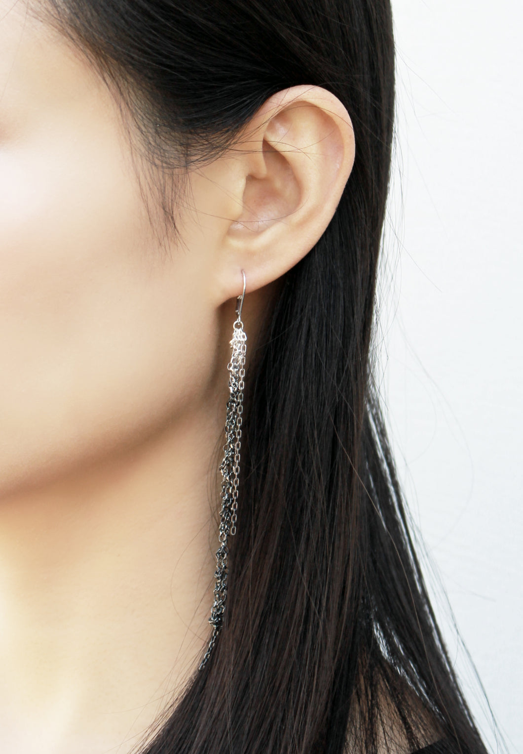 Racimo Silver Earrings - Long Oxidized Silver Earrings, Elegant Drop Earrings - MERCe