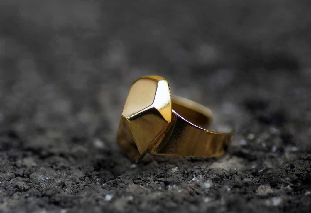 Hema Gold Ring - Gold Coated Geometric Ring - MERCe