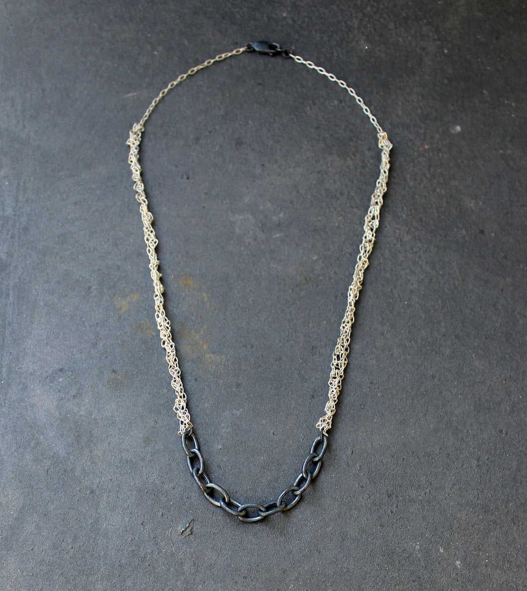 Acid White Necklace - Sterling Silver Crochet Necklace - MERCe