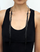 Load image into Gallery viewer, Buzy Necklace - Black Fringe Necklace - MERCe
