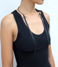 Load image into Gallery viewer, Buzy Necklace - Black Fringe Necklace - MERCe
