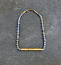 Load image into Gallery viewer, Gris Necklace - Long Boho Gray Stone Necklace - MERCe
