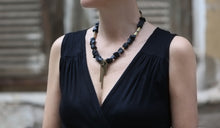 Load image into Gallery viewer, Kadi Onyx Necklace - Onyx Necklace with Chains - MERCe
