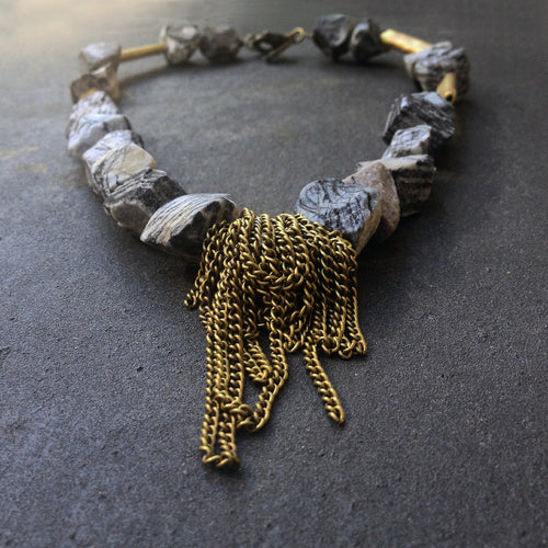 Kadi Jasper Necklace - Big Statement Jasper Necklace - MERCe
